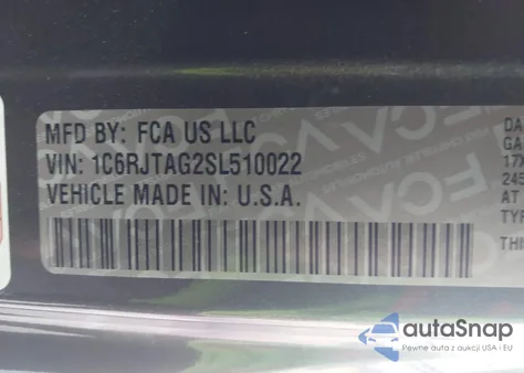 2025 Jeep Gladiator Sport z USA, uszkodzony, nr VIN 1C6RJTAG2SL510022